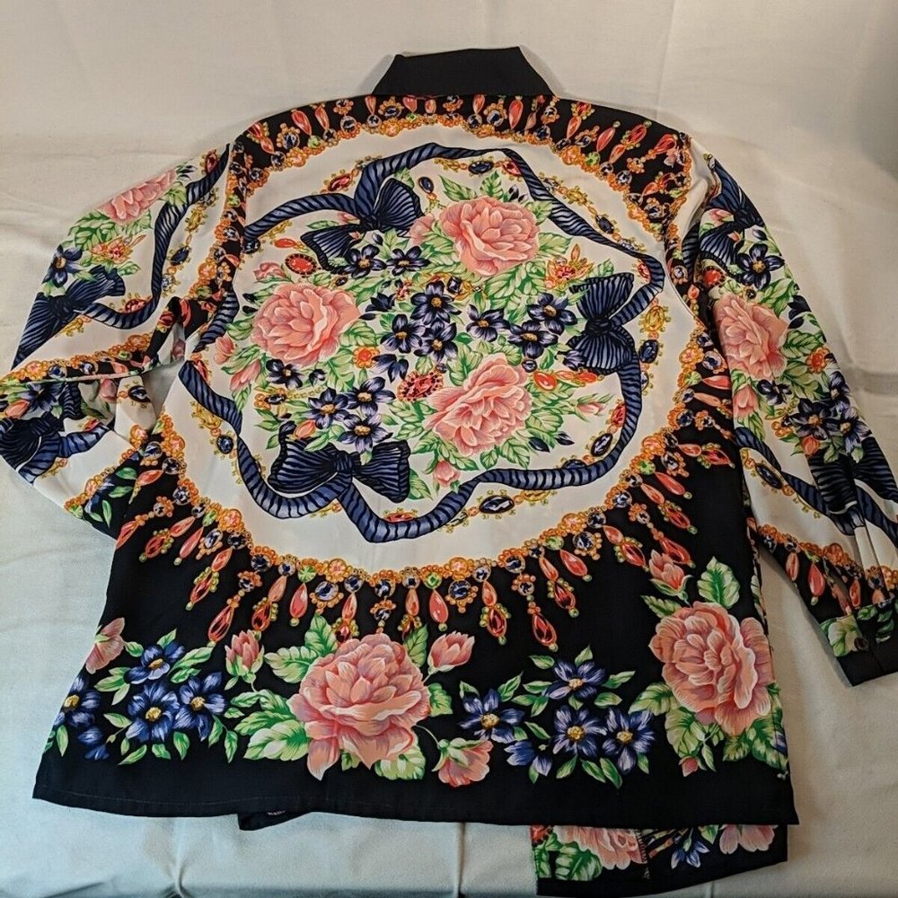 Principles Black Floral Long Sleeve Blouse Top Shirt Womens 10 Collared Flowers